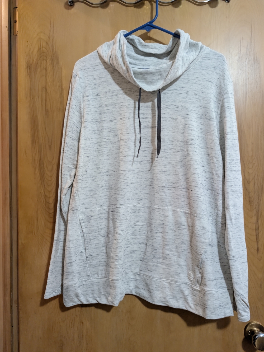 Cuddl Duds Light Gray Turtleneck Pullover with Drawstring